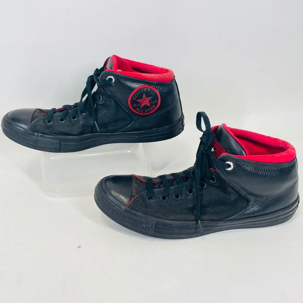 Converse Chuck Taylor All Star High Street Black Red Leather Canvas 164883C 9.5